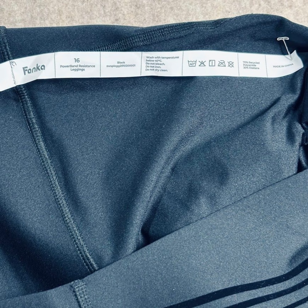 Fanka PowerBand Resistance Leggings Women 16 Black Recycled High Waist Athletic - Picture 7 of 8